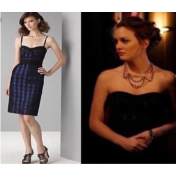 DVF Diane von Furstenberg “Little Ann” Blue Plaid Bustier Strapless Dress SZ 4 - Picture 3 of 17